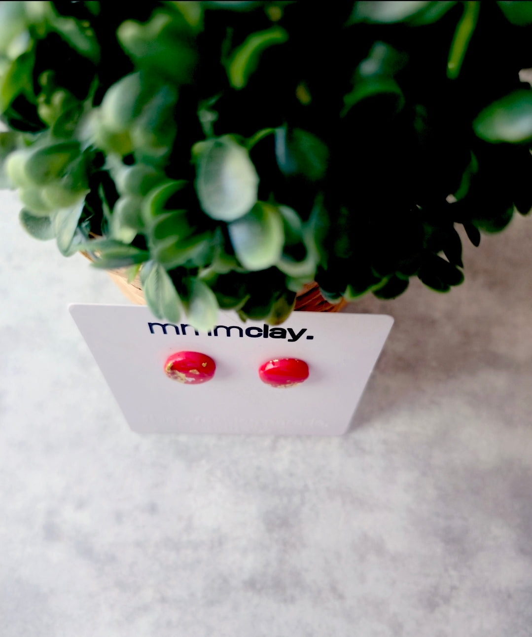 Shiny Red Studs | Polymer Clay Earrings