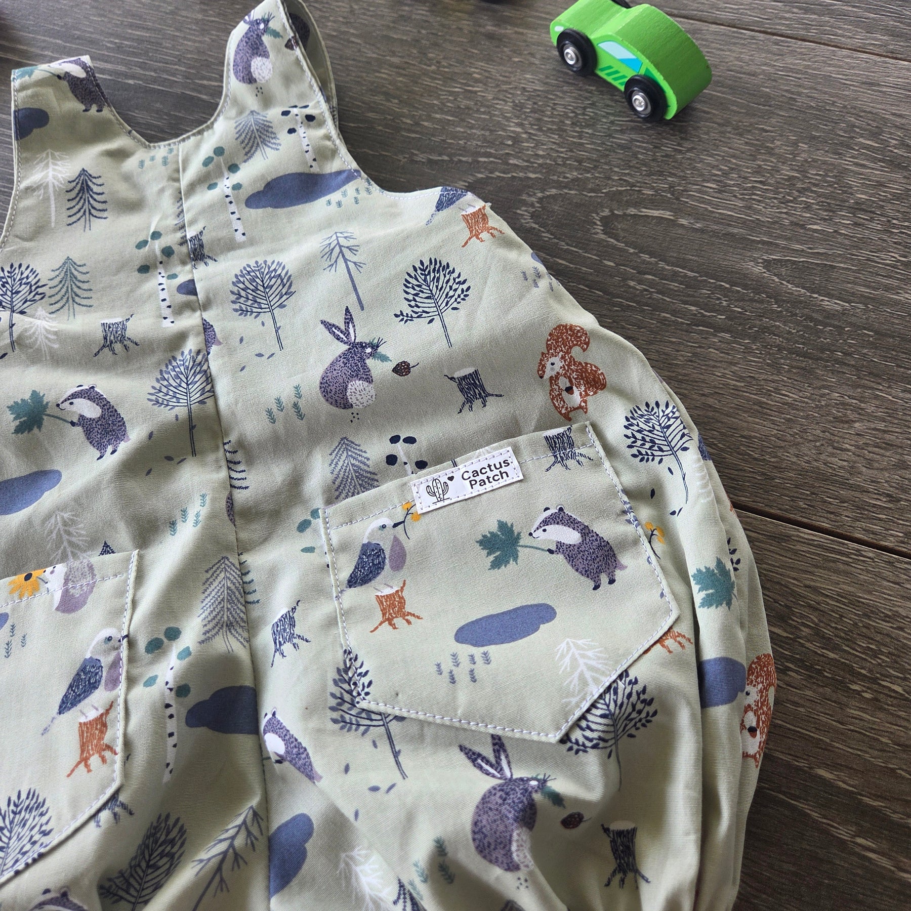 "Forest Friends" Baby Boy Pleated Romper (3-6 Months)