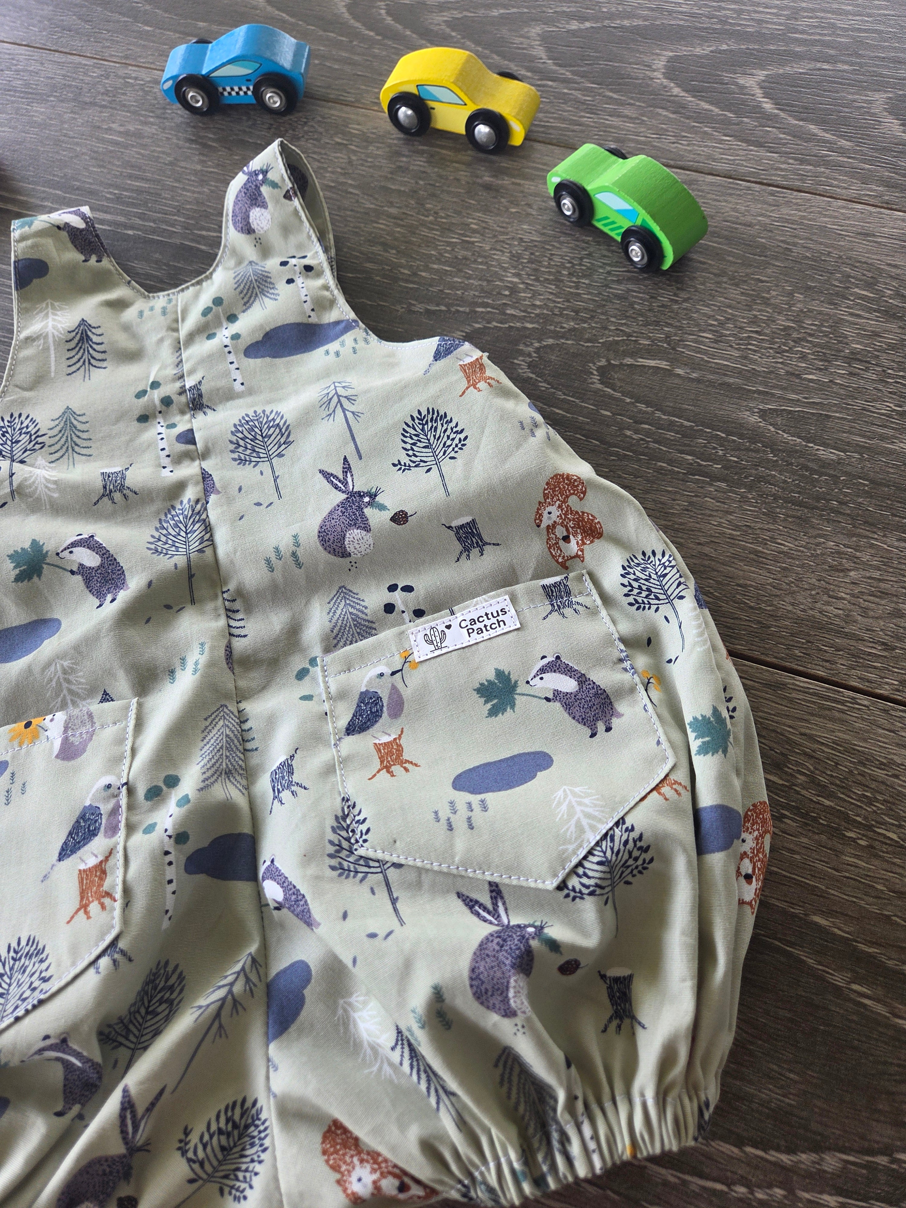 "Forest Friends" Baby Boy Pleated Romper (3-6 Months)