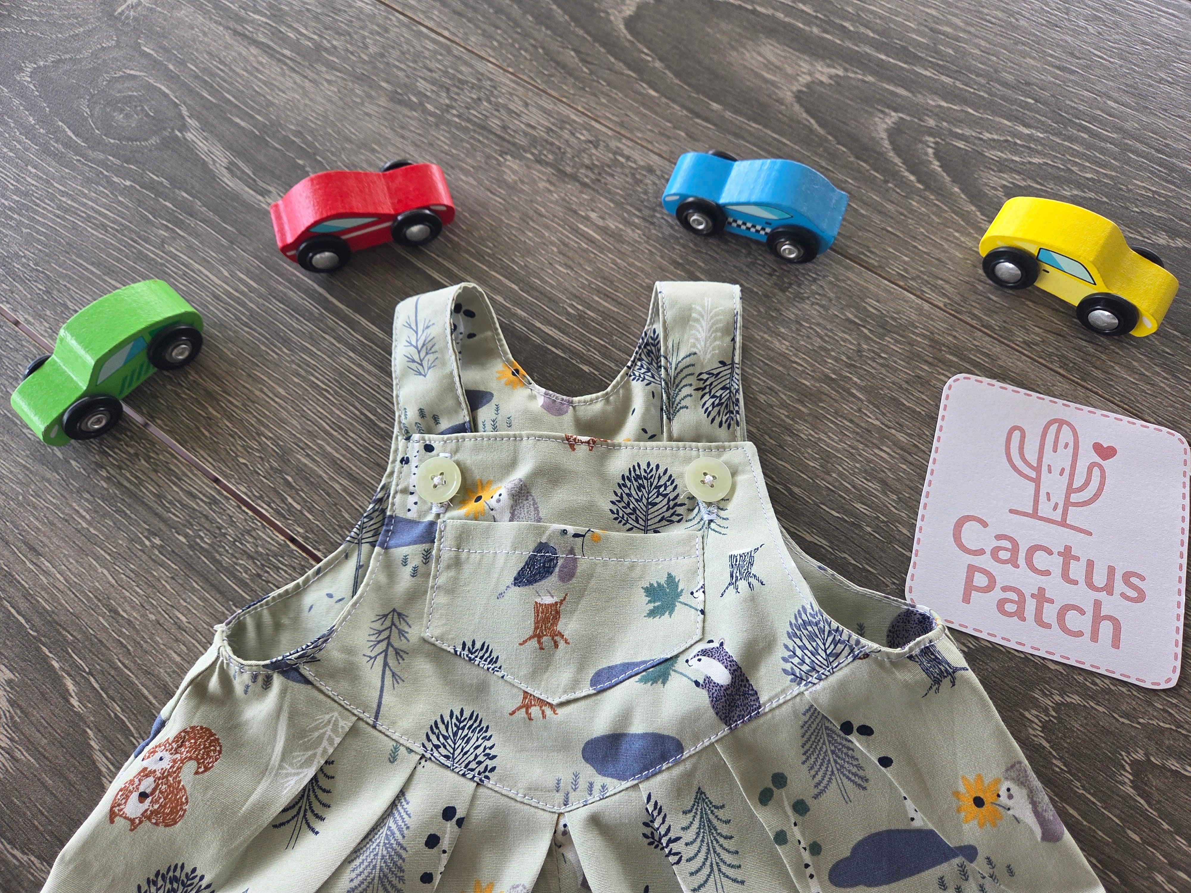 "Forest Friends" Baby Boy Pleated Romper (3-6 Months)