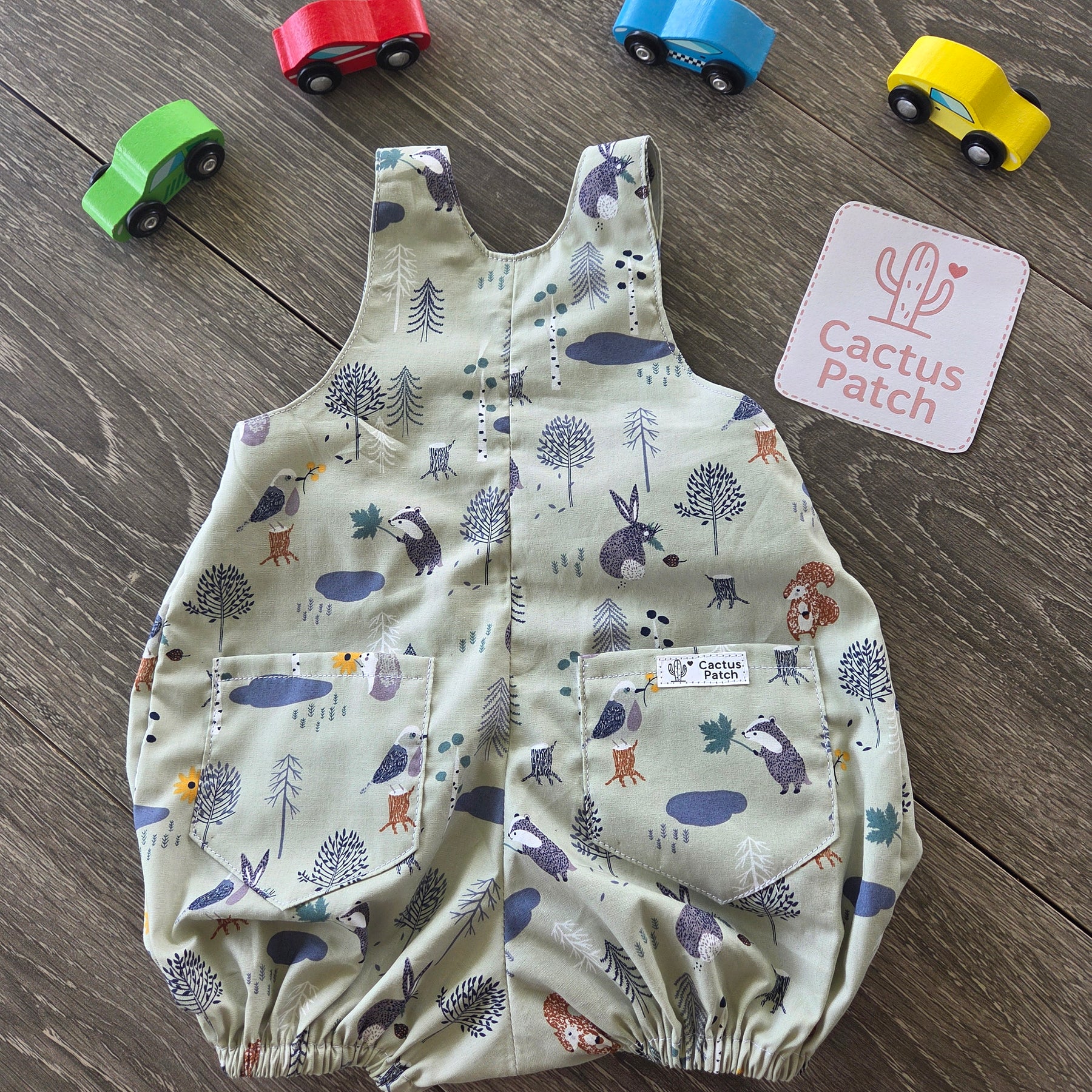 "Forest Friends" Baby Boy Pleated Romper (3-6 Months)