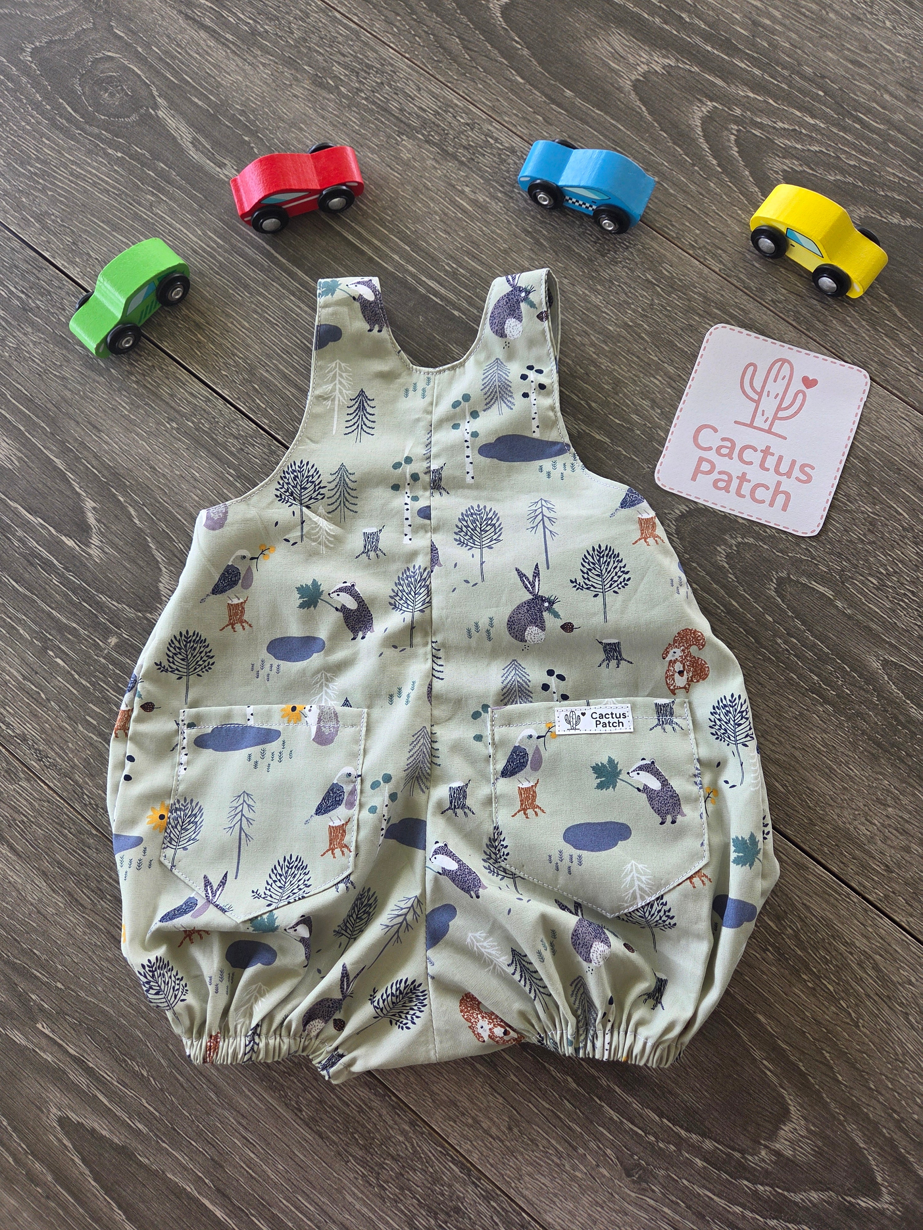 "Forest Friends" Baby Boy Pleated Romper (3-6 Months)