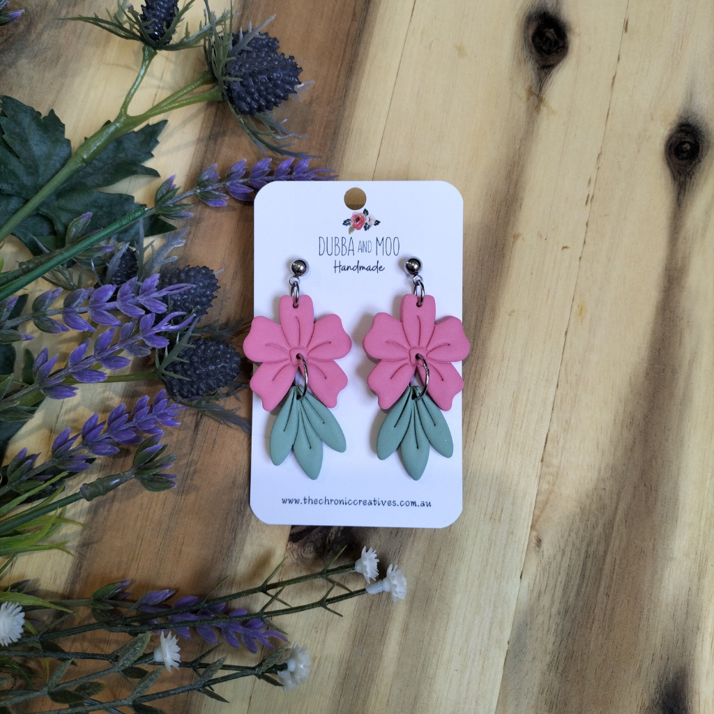Large Statement Flower Polymer Clay Dangle Earrings - Assorted Colours