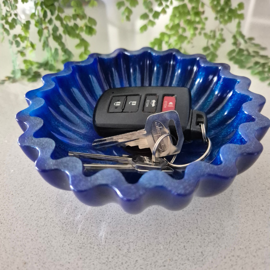 Cobalt Blue Shimmer Fluted Trinket Bowl