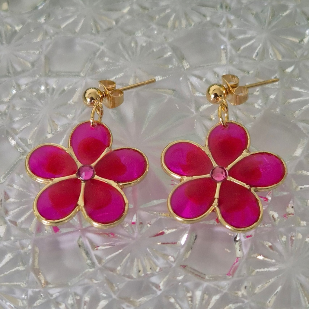 Resin Flower Dangle Earrings
