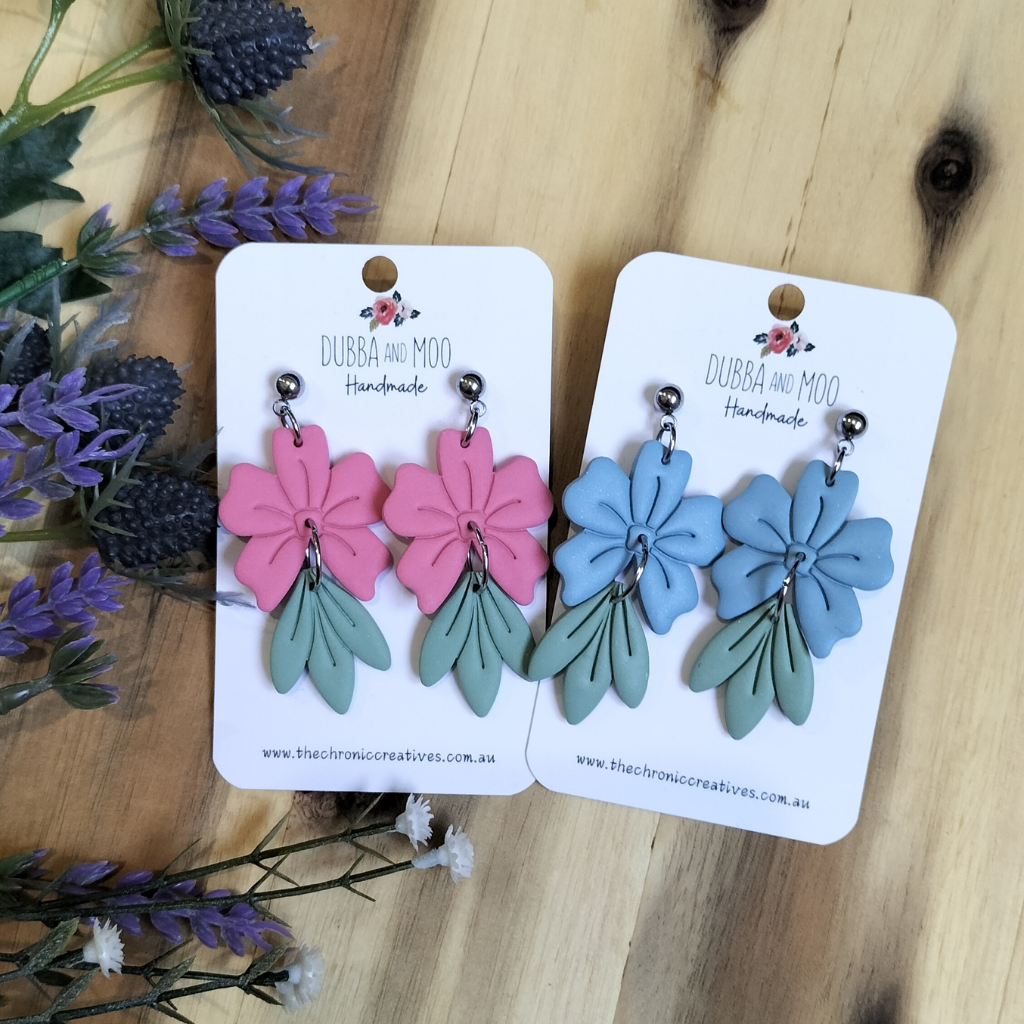 Large Statement Flower Polymer Clay Dangle Earrings - Assorted Colours