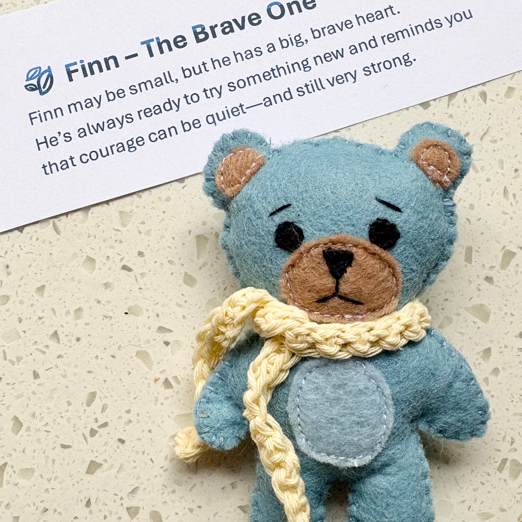 Handmade Felt Teddy Teddy Bear with Crochet Scarf – Mini 10cm Plush Toy – Pocket Bear Gift – Cute Handmade Keepsake