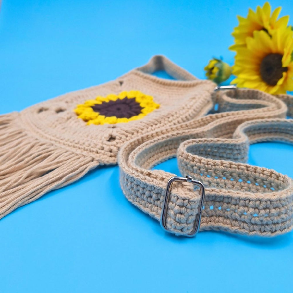 Sunflower Granny Square Cross Body Bag