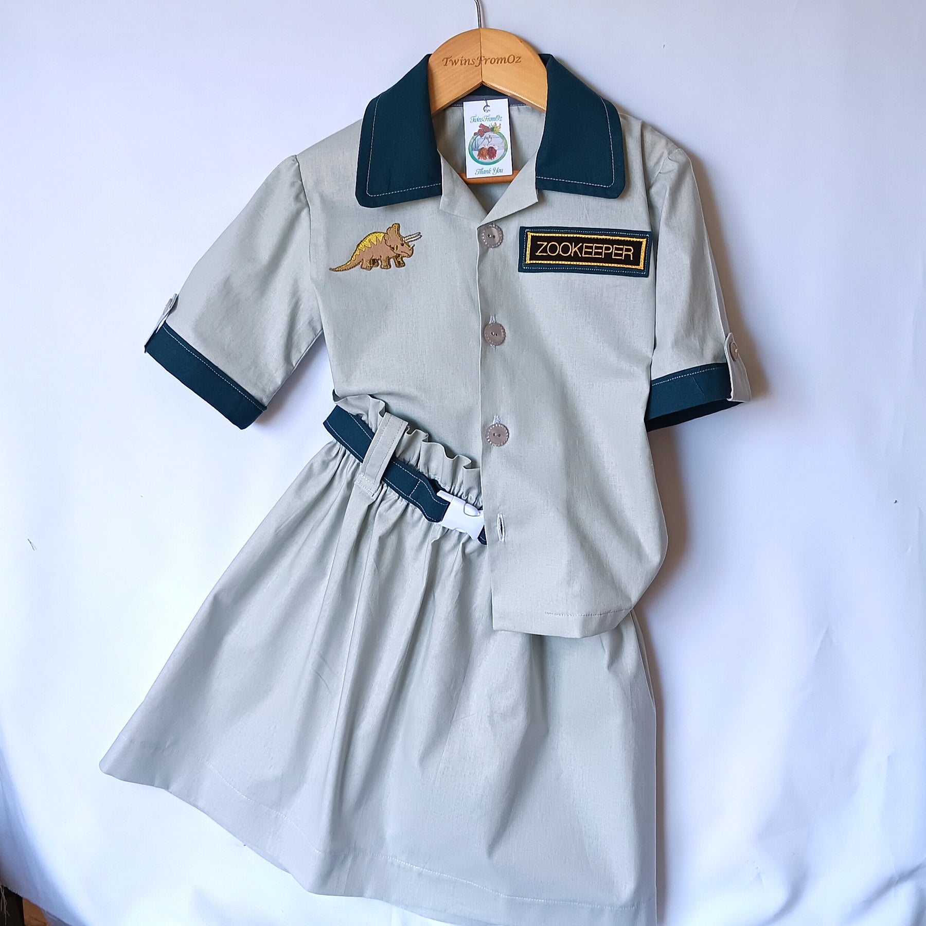 Girls Zookeeper Outfit, Shirt, Skirt & Belt - Sizes 3 - 8