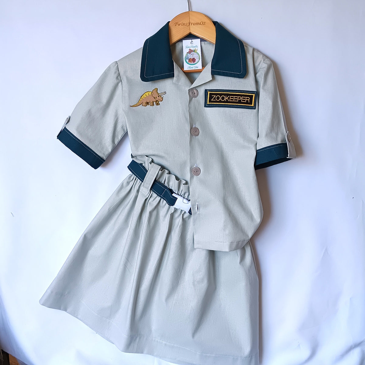 Girls Zookeeper Outfit, Shirt, Skirt & Belt - Sizes 3 - 8