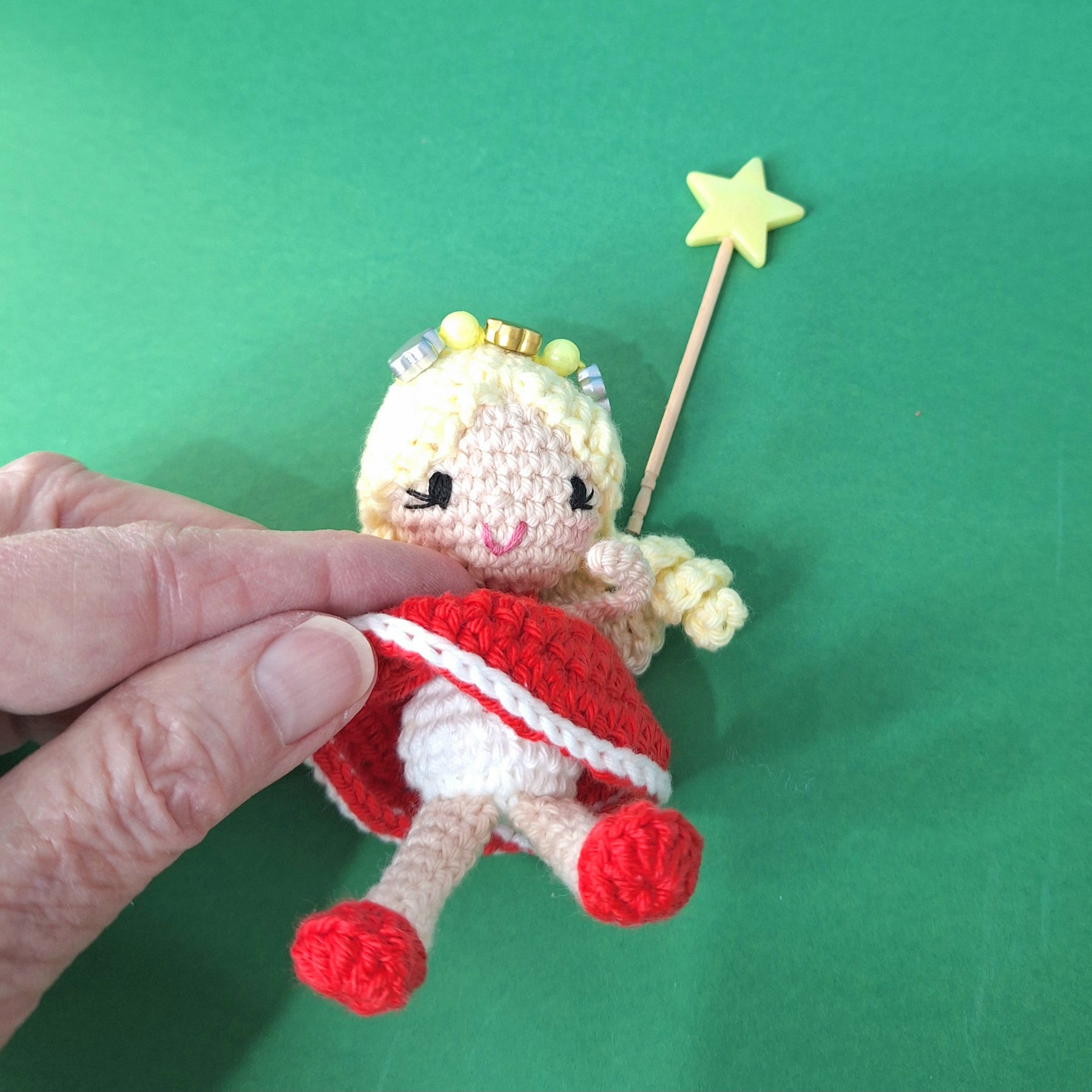 Crocheted Mushroom House Play Set with Two Fairies