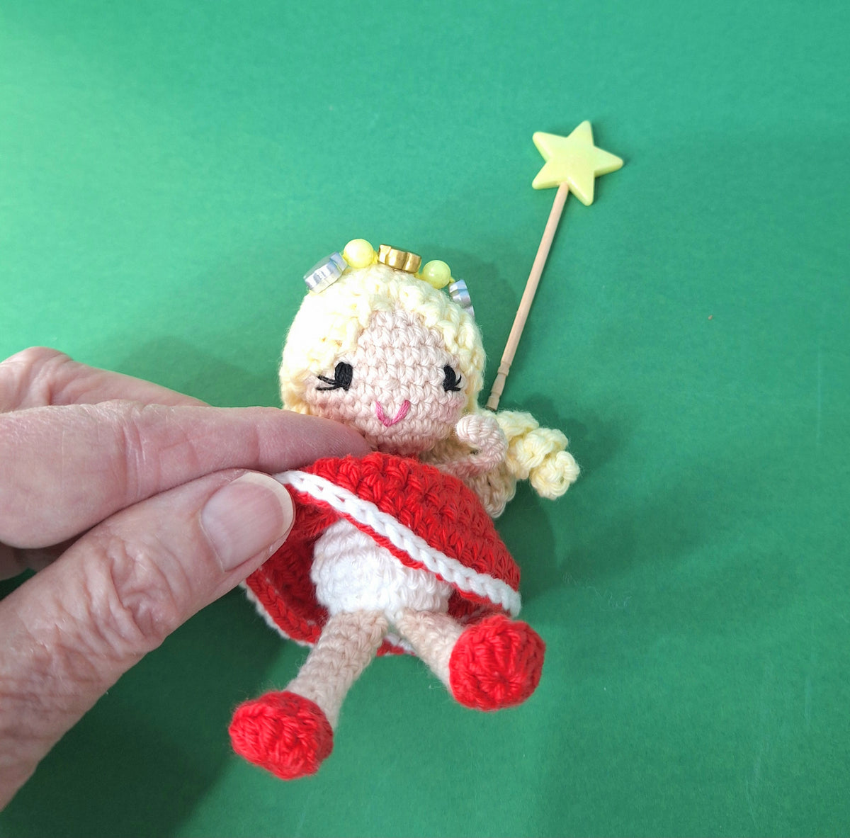 Crocheted Mushroom House Play Set with Two Fairies