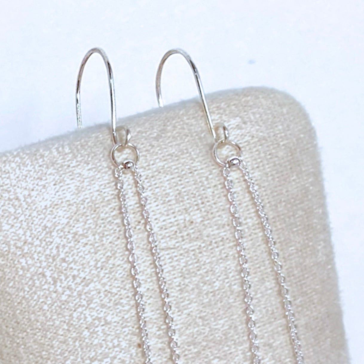 Natural Moonstone silver chain dangle earrings | Sterling silver | June birthstone