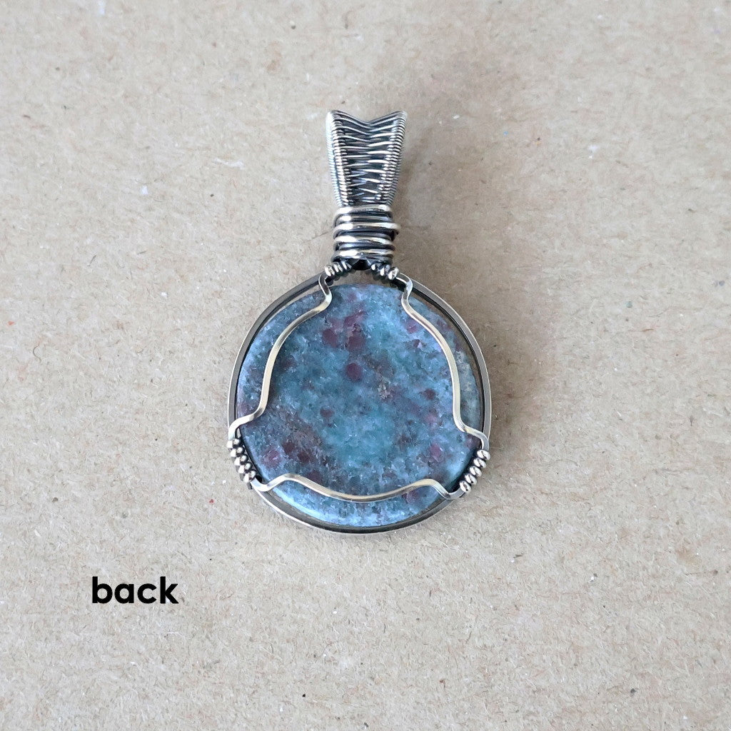 Sterling Silver Ruby Kyanite Pendant ~ Talisman of Vitality and Intuition
