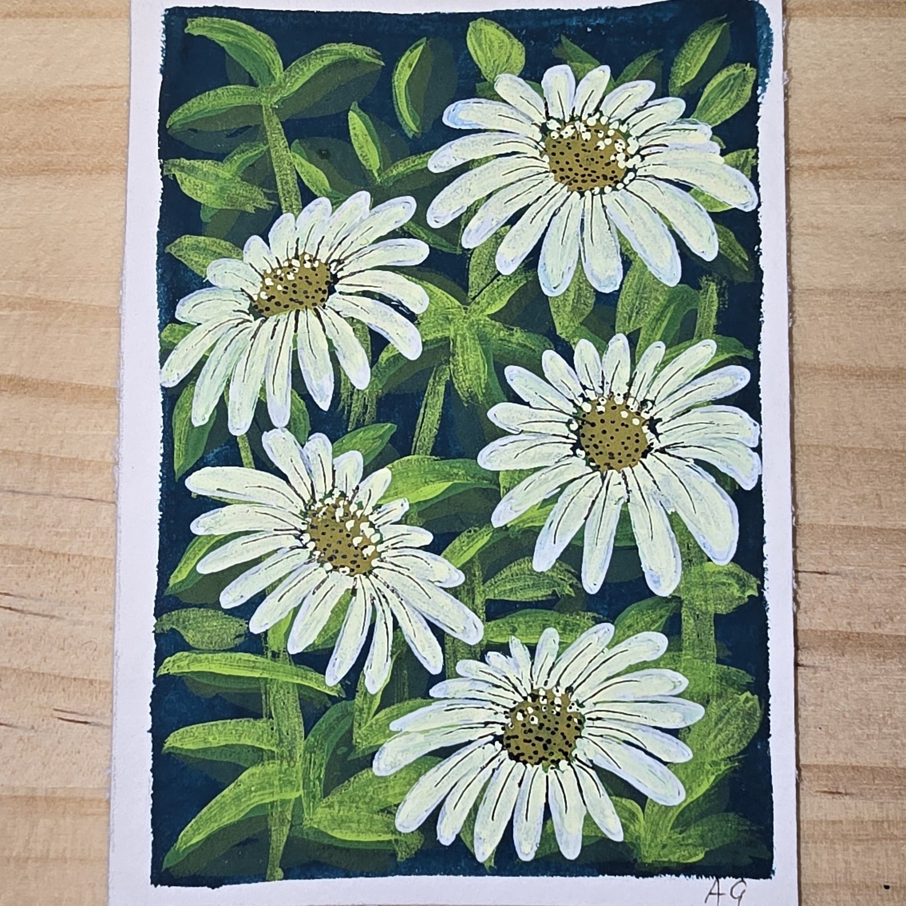 ACEO "Daisies #4" Mini Gouache 2.5x3.5 inches