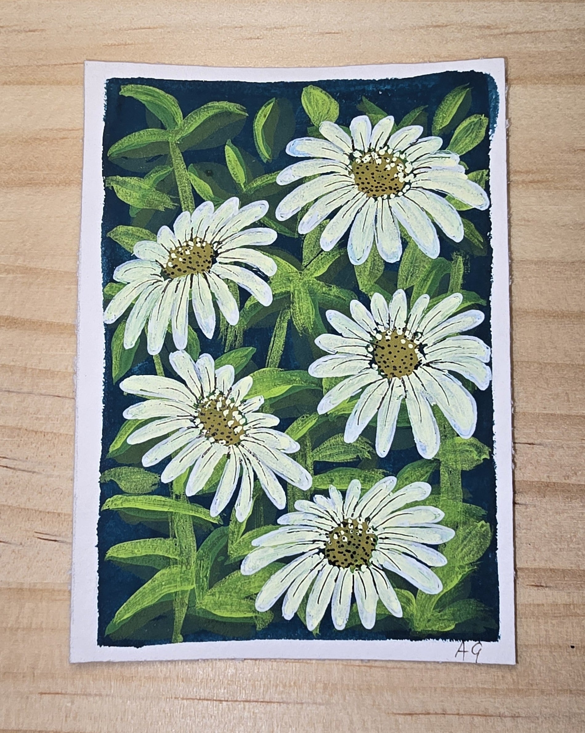 ACEO "Daisies #4" Mini Gouache 2.5x3.5 inches