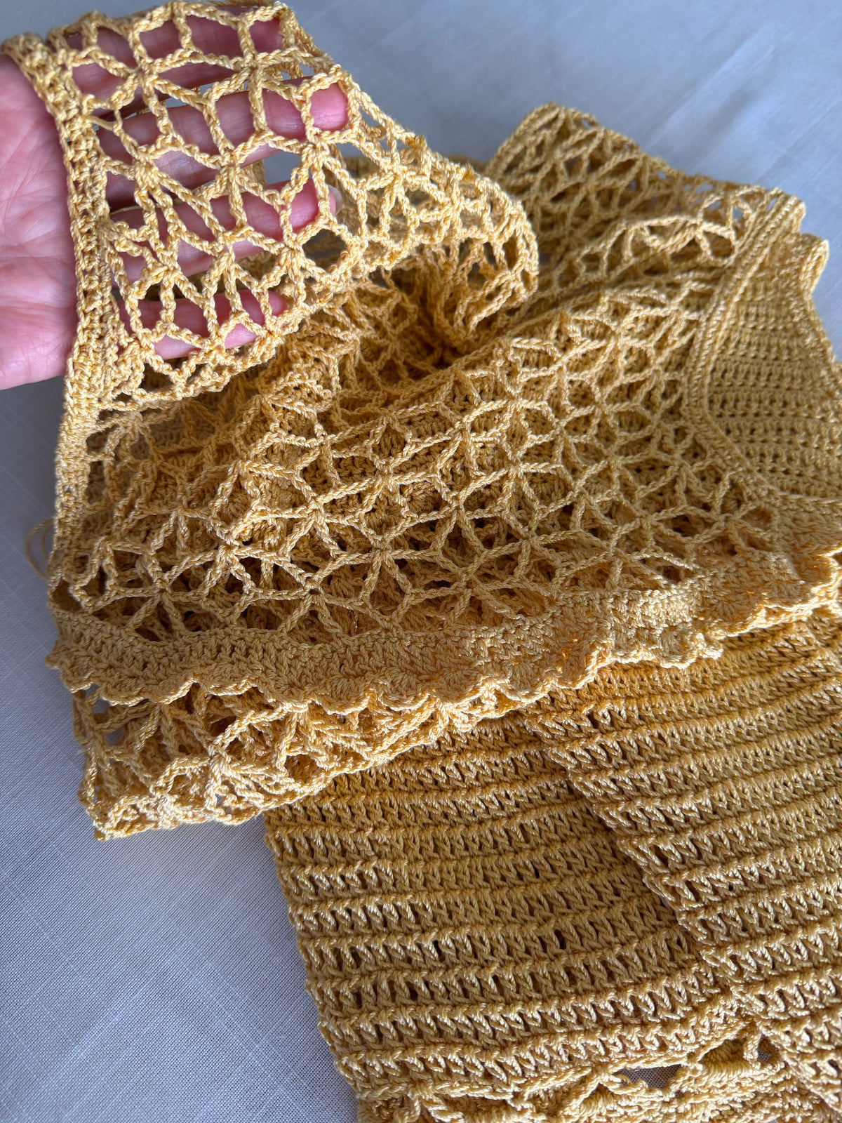 Golden Lace Crochet Dress
