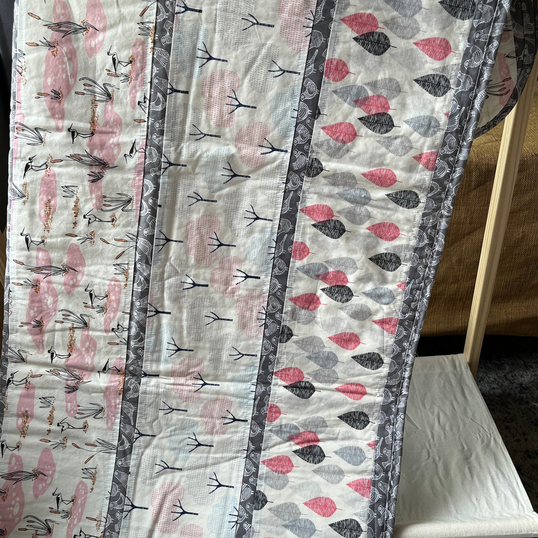 Handmade Organic Fabric Tummy Time Mat | Pink and Grey