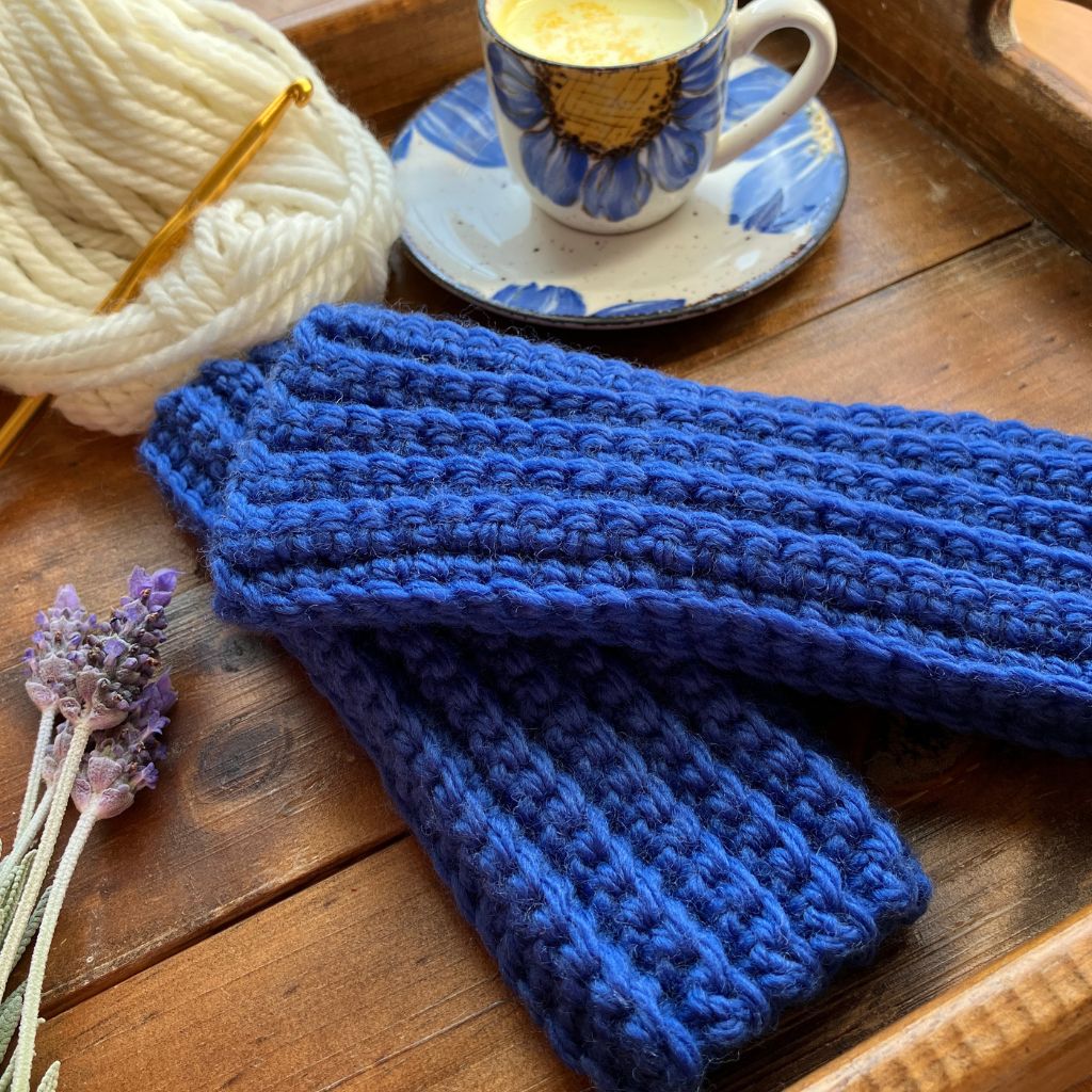 Cosy Fingerless Handwarmers - cobalt blue | Aussie Merino Mittens