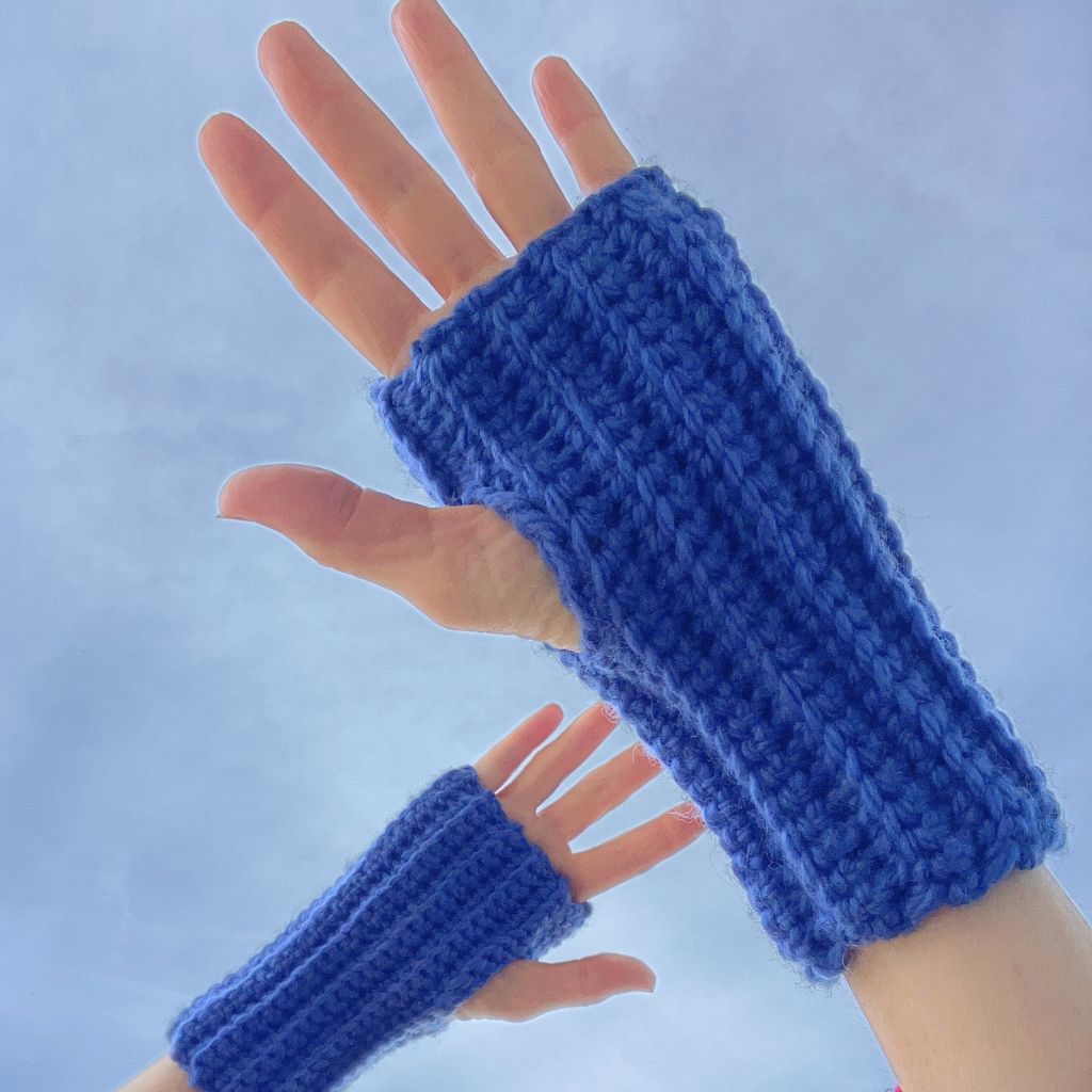 Cosy Fingerless Handwarmers - cobalt blue | Aussie Merino Mittens