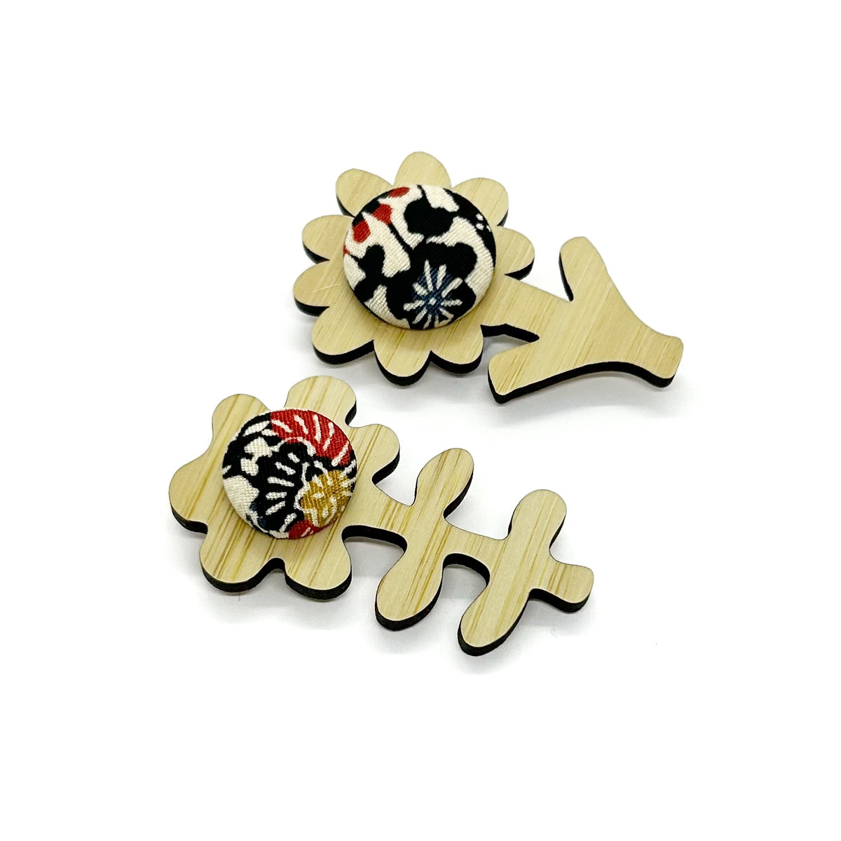 Double Floral Brooch - Black Blossom