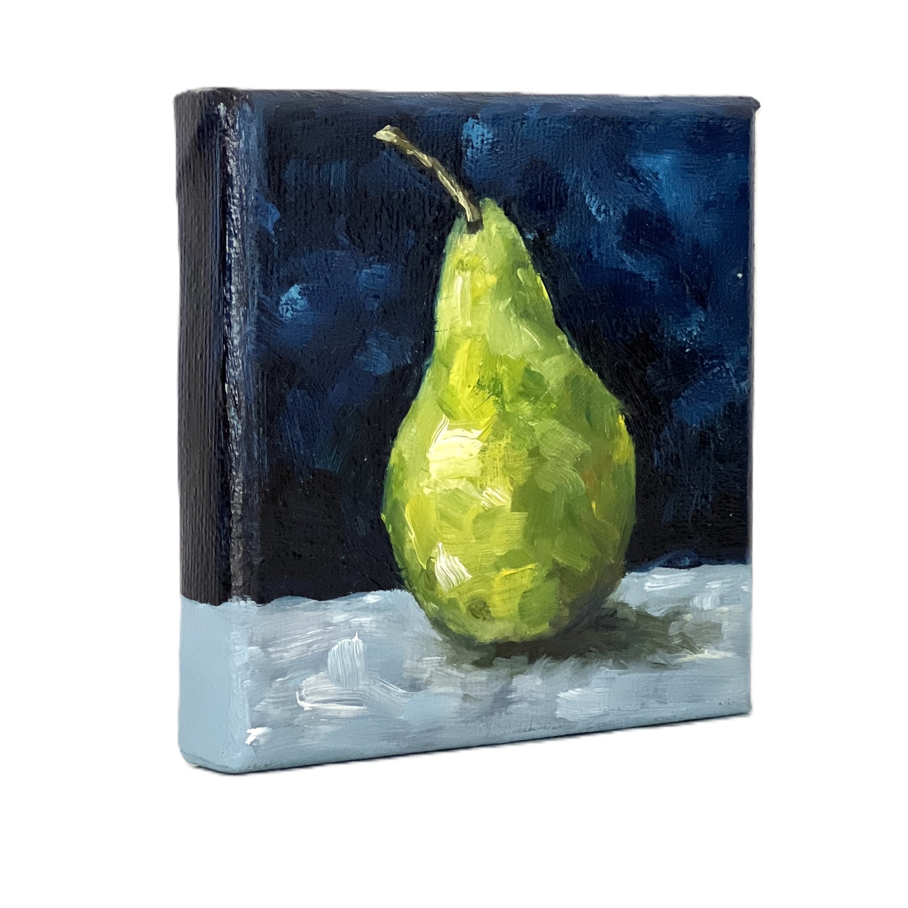 Mini Pear Oil Painting, Original Fruit Still Life, 4"x4" Handmade Australian Art Gift