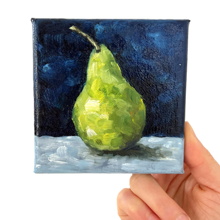 Mini Pear Oil Painting, Original Fruit Still Life, 4