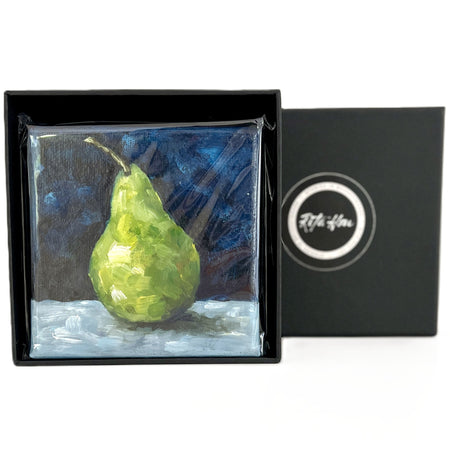 Mini Pear Oil Painting, Original Fruit Still Life, 4