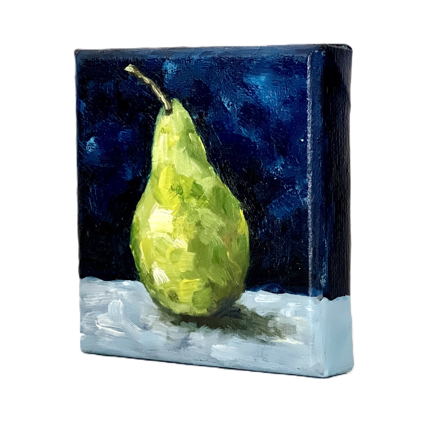Mini Pear Oil Painting, Original Fruit Still Life, 4"x4" Handmade Australian Art Gift