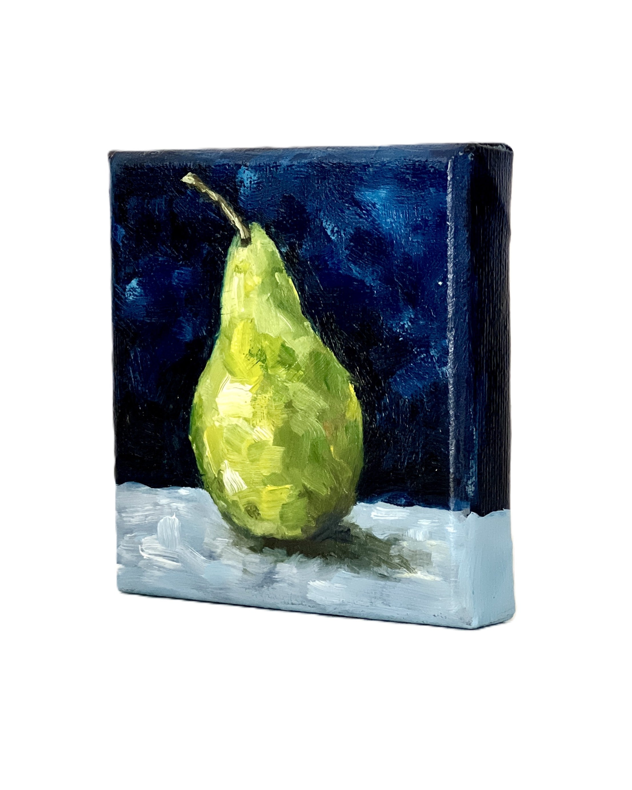 Mini Pear Oil Painting, Original Fruit Still Life, 4"x4" Handmade Australian Art Gift