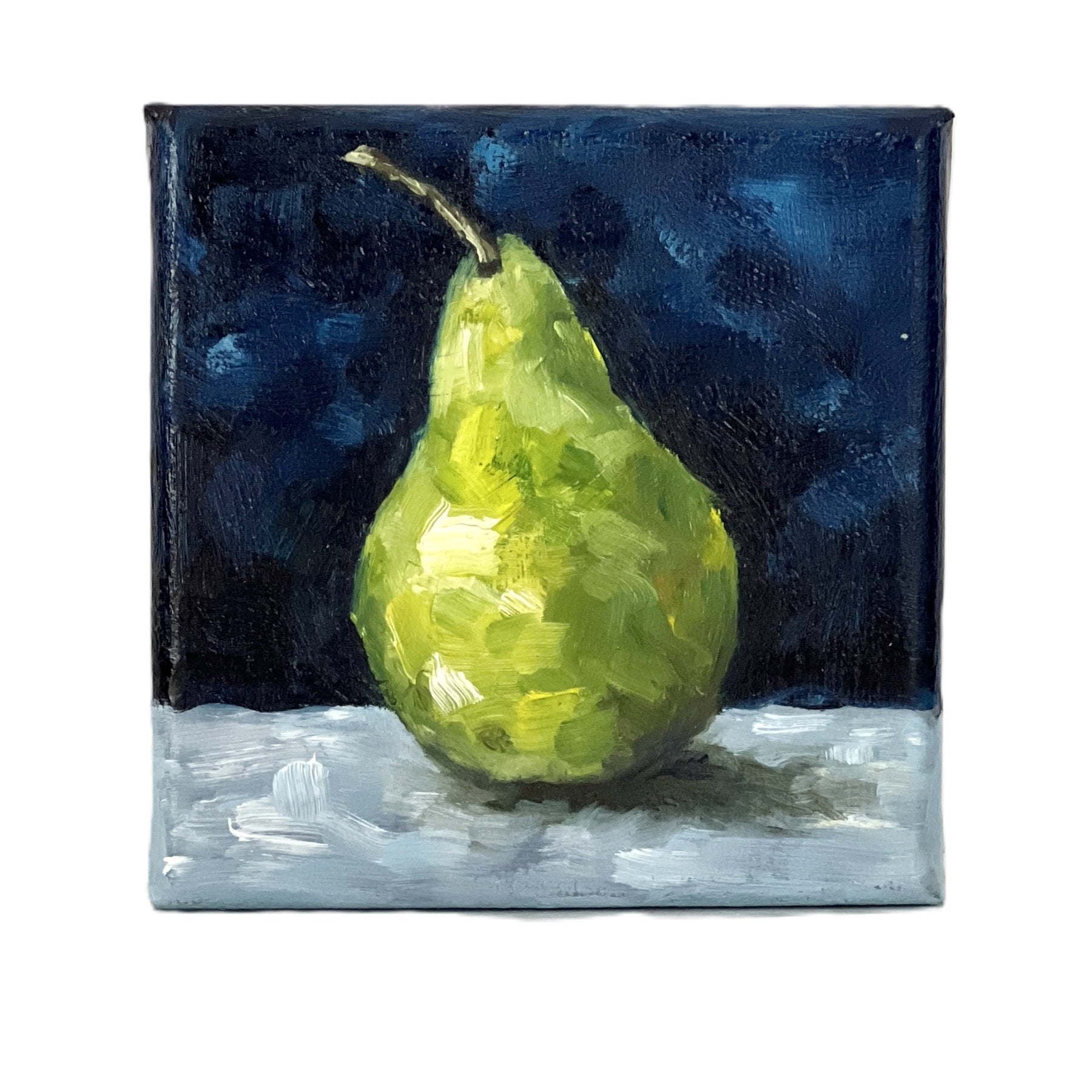 Mini Pear Oil Painting, Original Fruit Still Life, 4"x4" Handmade Australian Art Gift