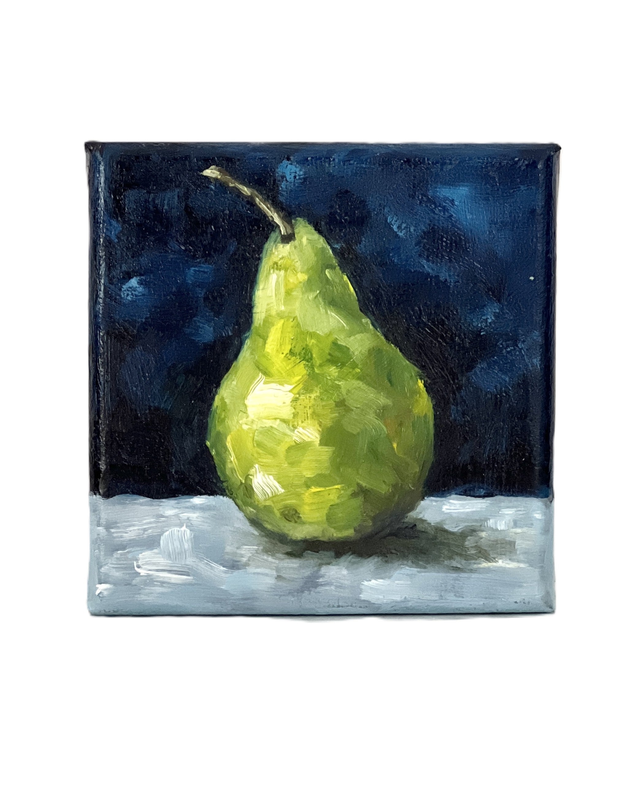 Mini Pear Oil Painting, Original Fruit Still Life, 4"x4" Handmade Australian Art Gift