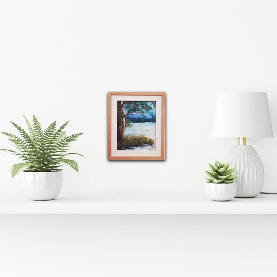 Snowy Wonderland,  Oil Painting, Free Shipping, 27.5 x 33cm Framed