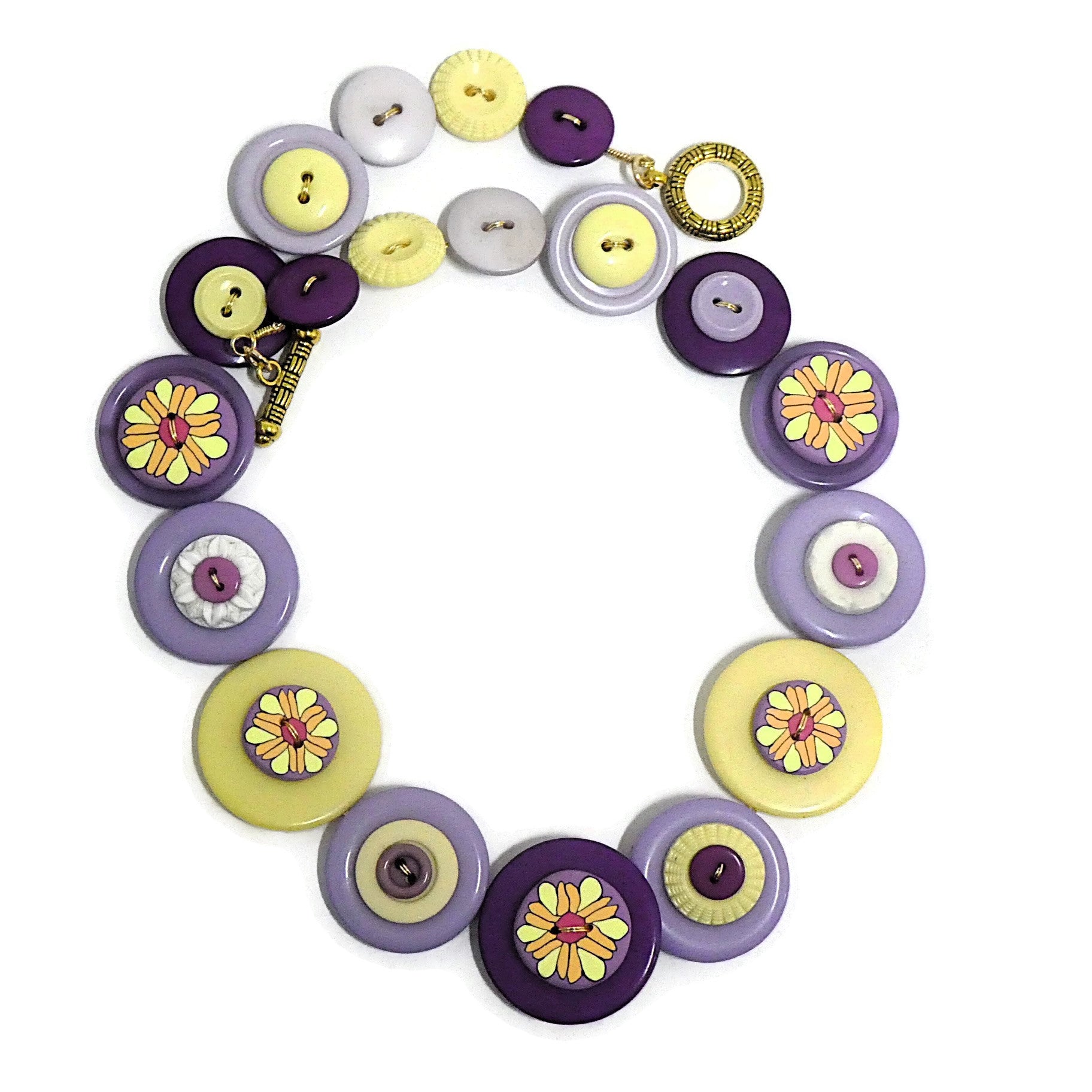 Button necklace - Summer Blooms