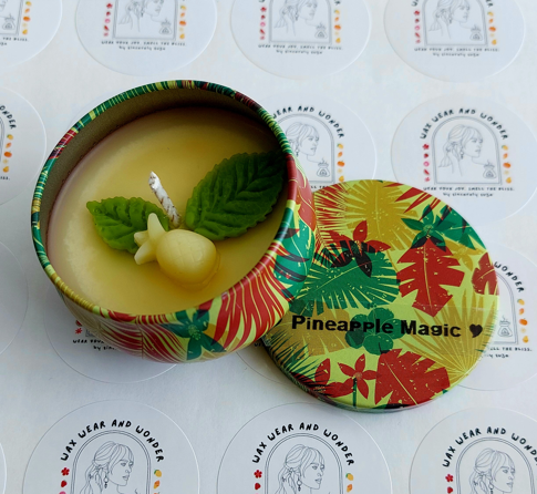 Scented Soy Candles in Tropical-Design Tin
