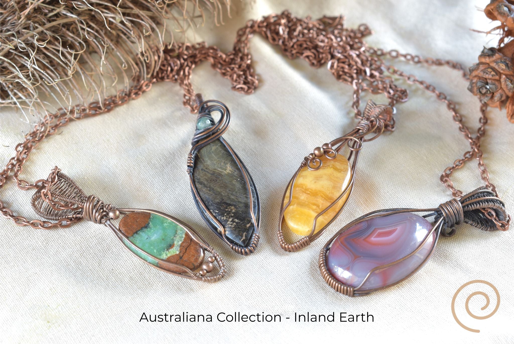 Bushland Spirit – Petrified Wood Copper Wire Wrapped Pendant