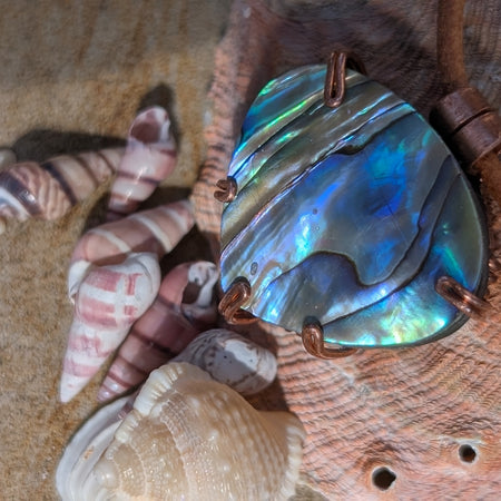 Aquata - Stabilised Abalone Shell Pendant in Simple Copper Setting