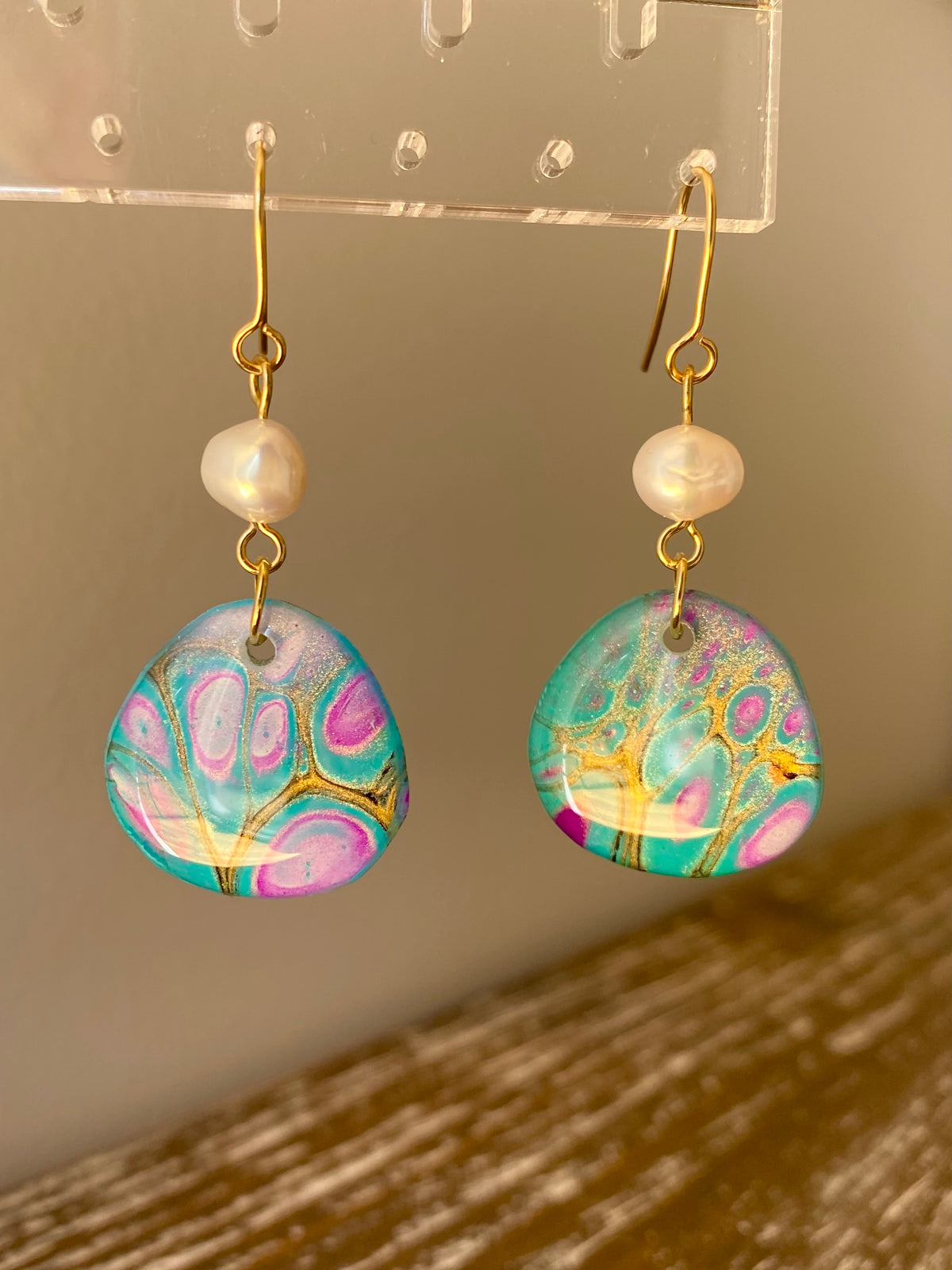 Freshwater Pearls and Art Earrings