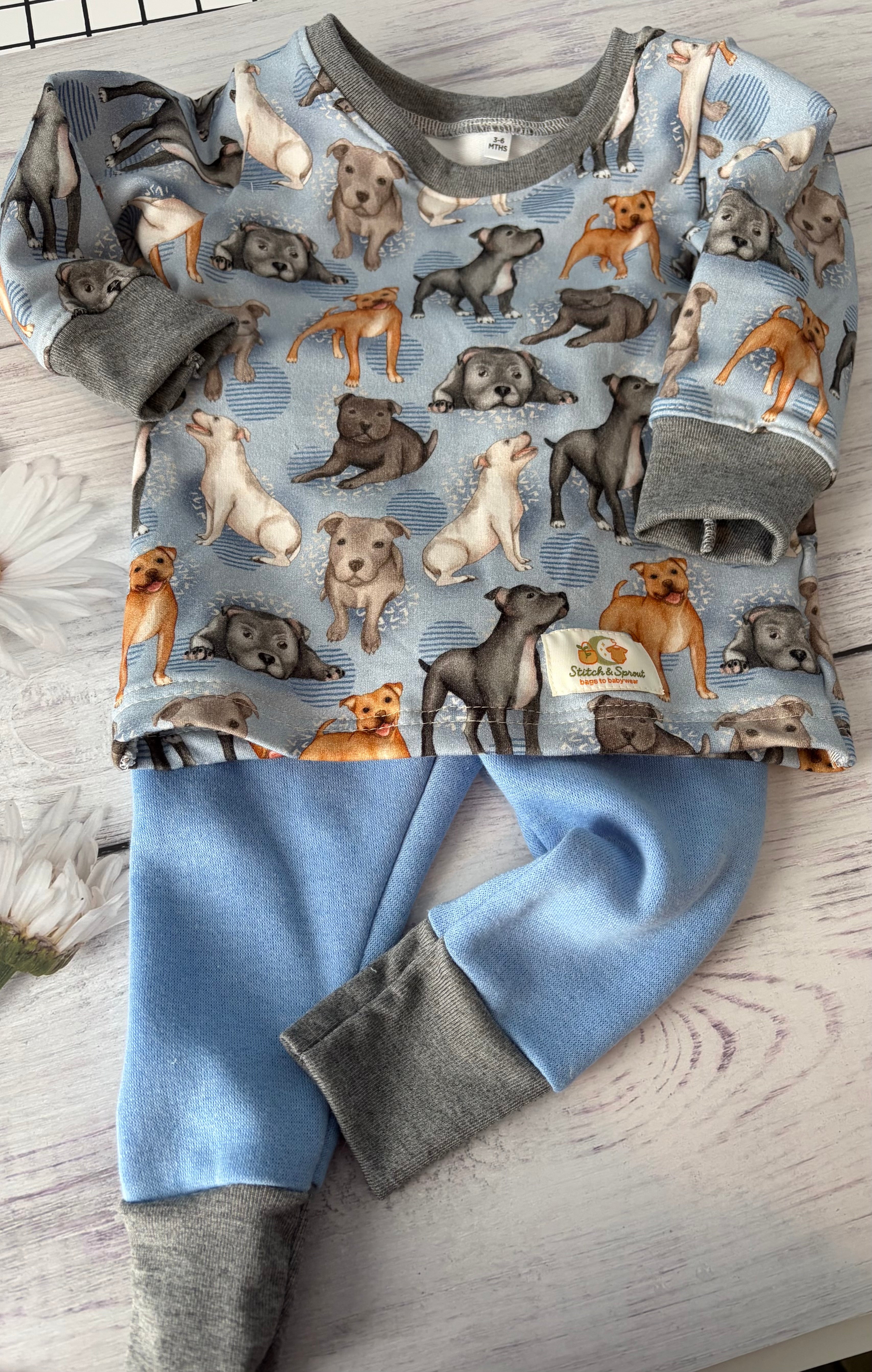 STAFFY DOG PJ’S 3-6 months