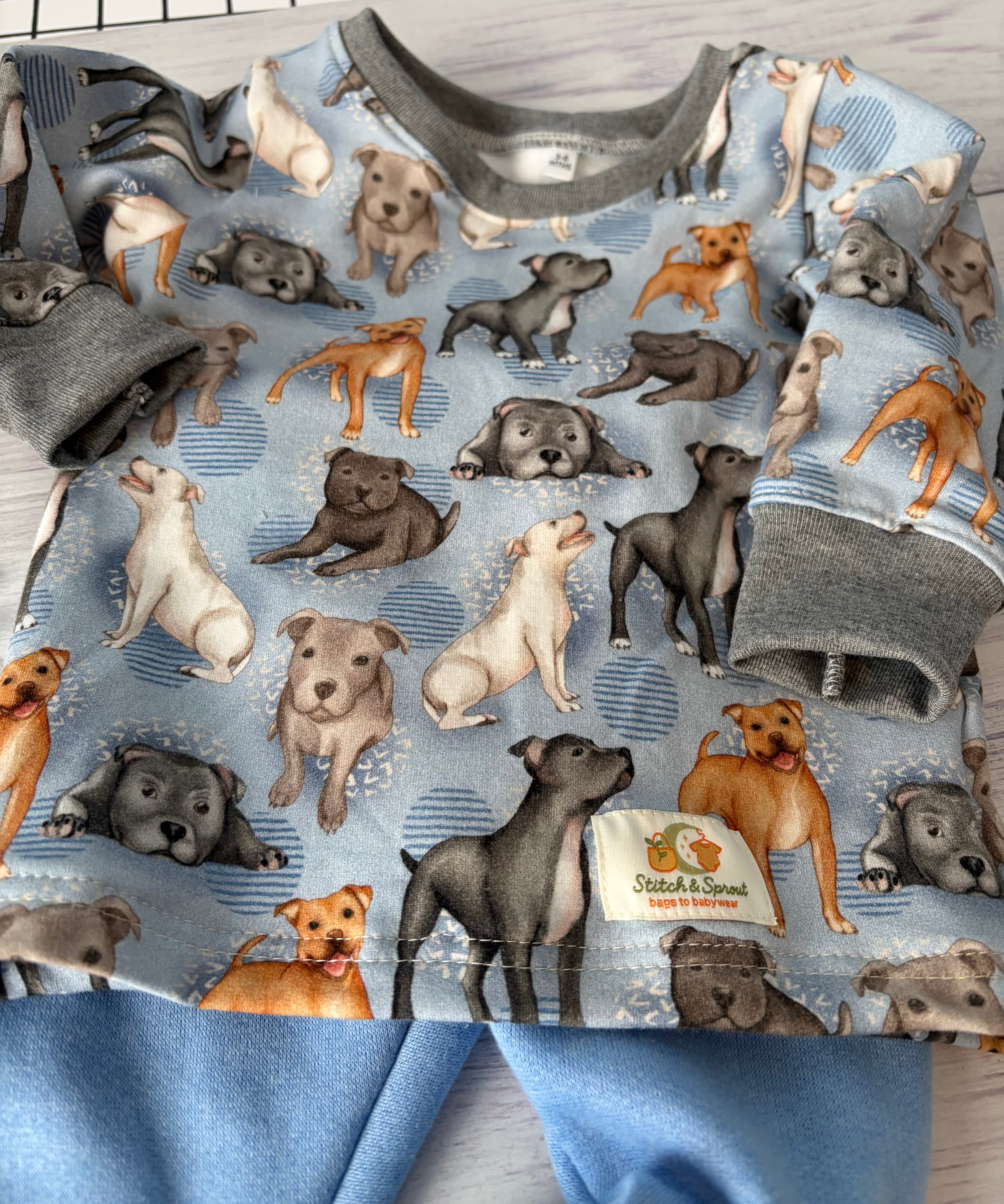 STAFFY DOG PJ’S 3-6 months