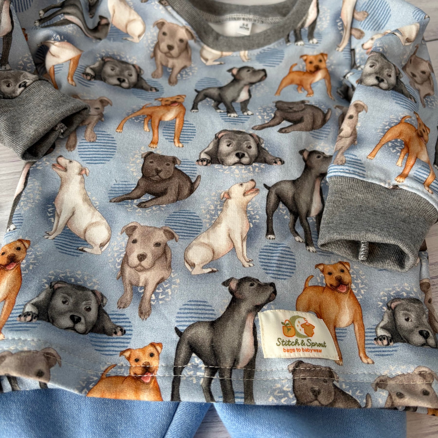 STAFFY DOG PJ’S 3-6 months