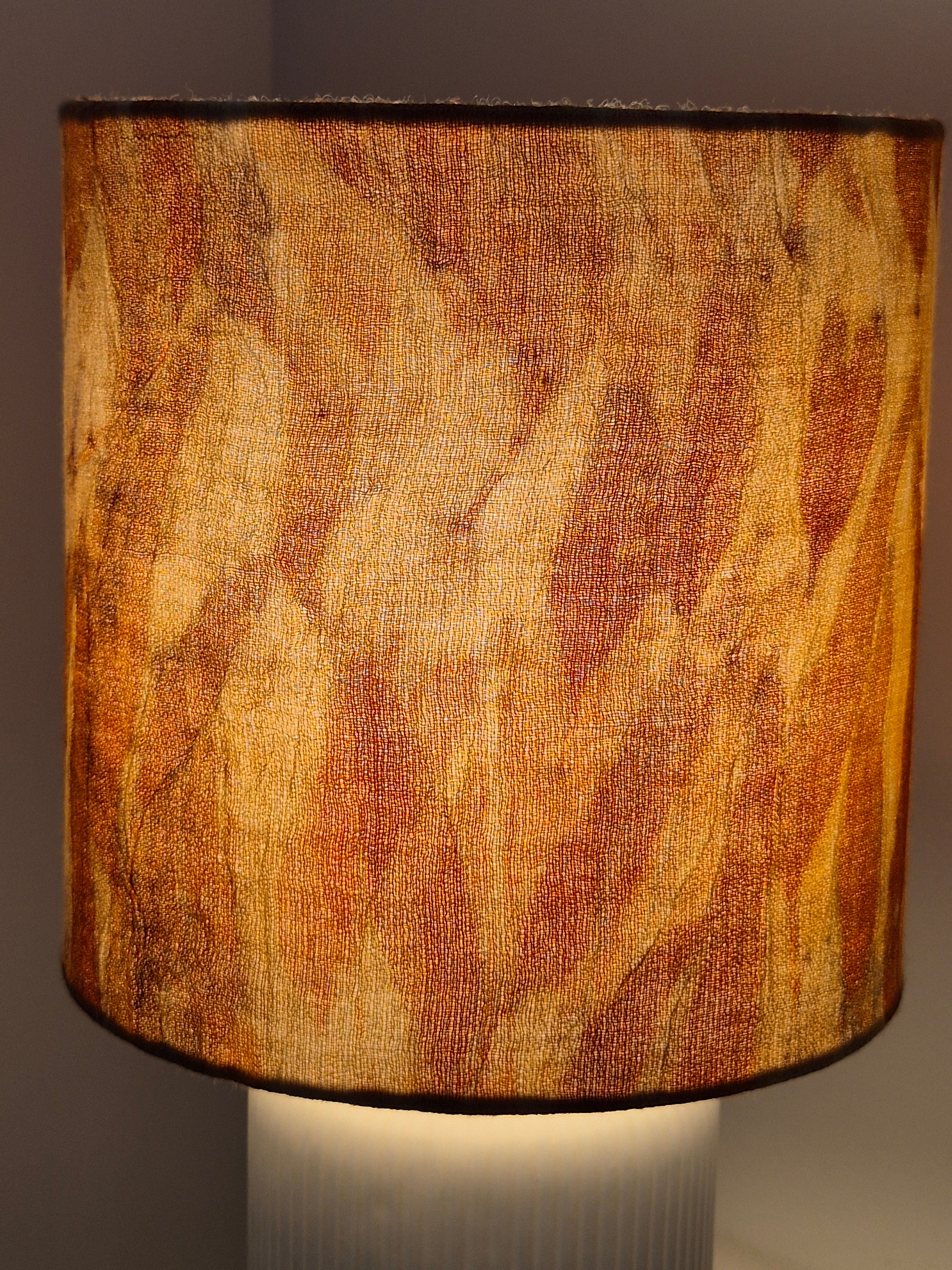 Gum leaves ecoprinted wool lampshade