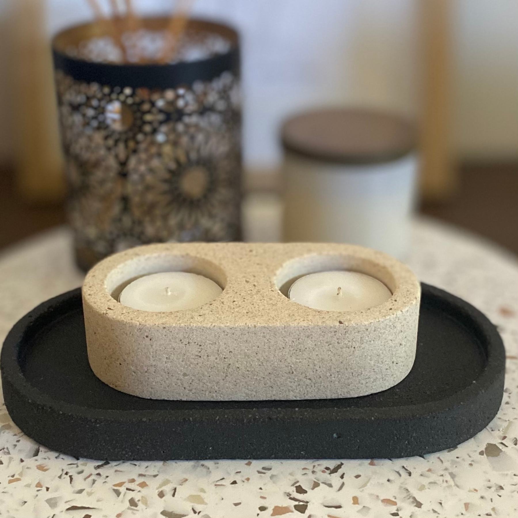 Double tealight holder |Textured decor collection