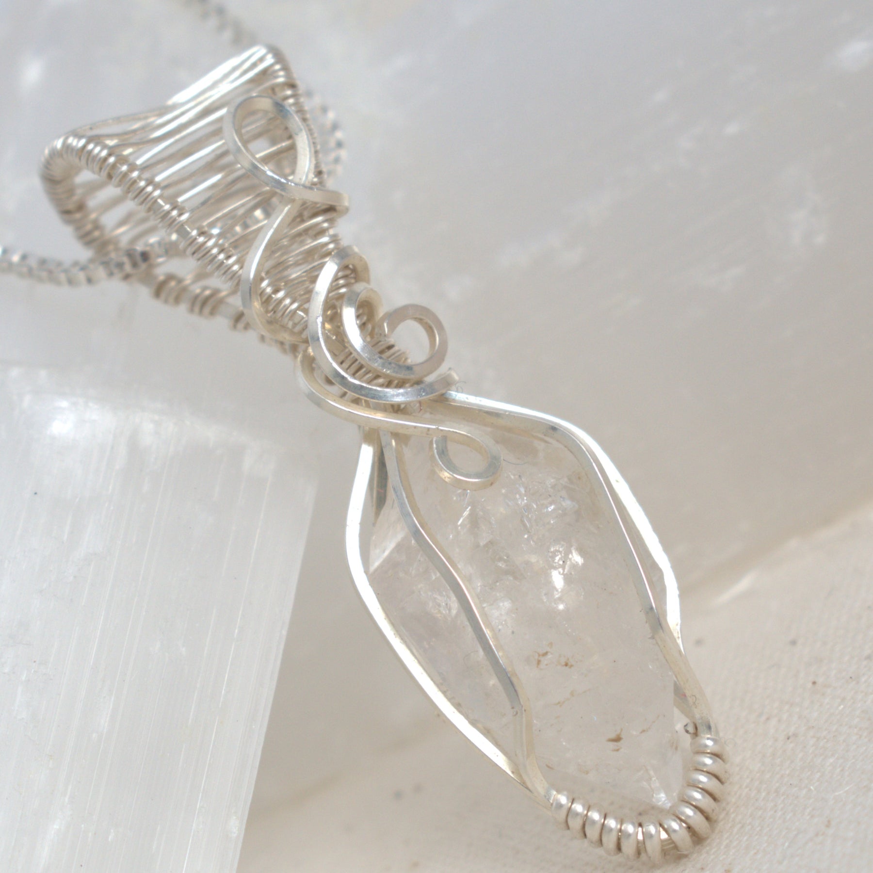 Lucent – Natural Herkimer Diamond Wire Wrapped Pendant