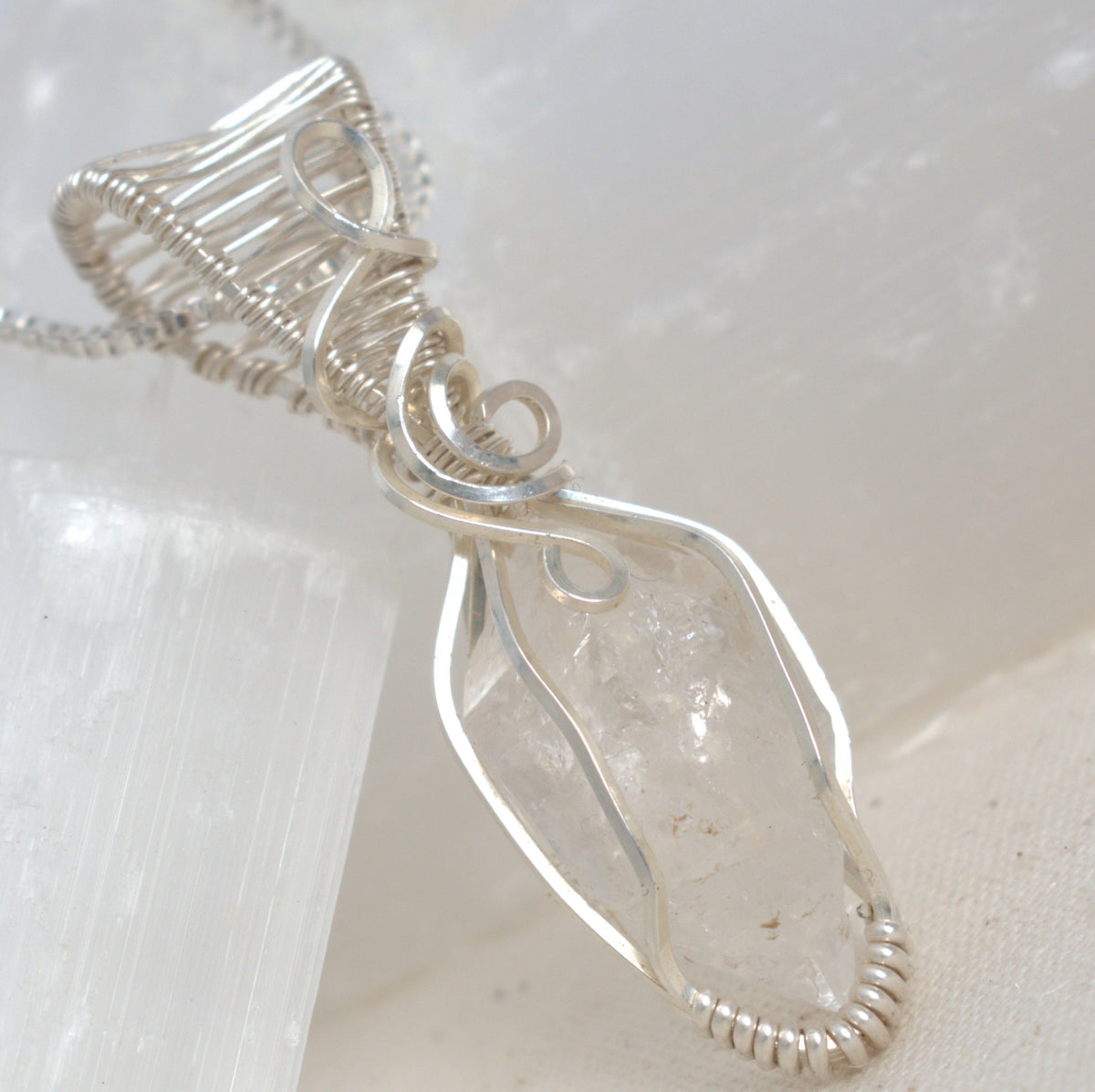 Lucent – Natural Herkimer Diamond Wire Wrapped Pendant