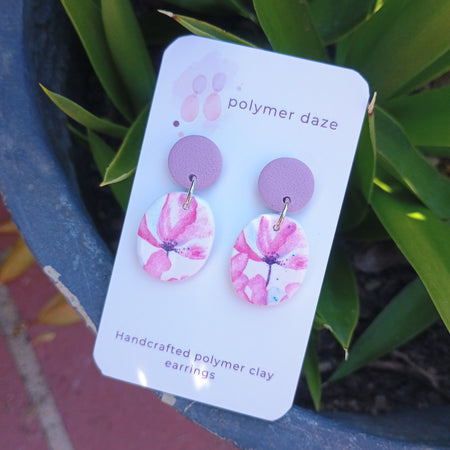 Lavender floral print earrings