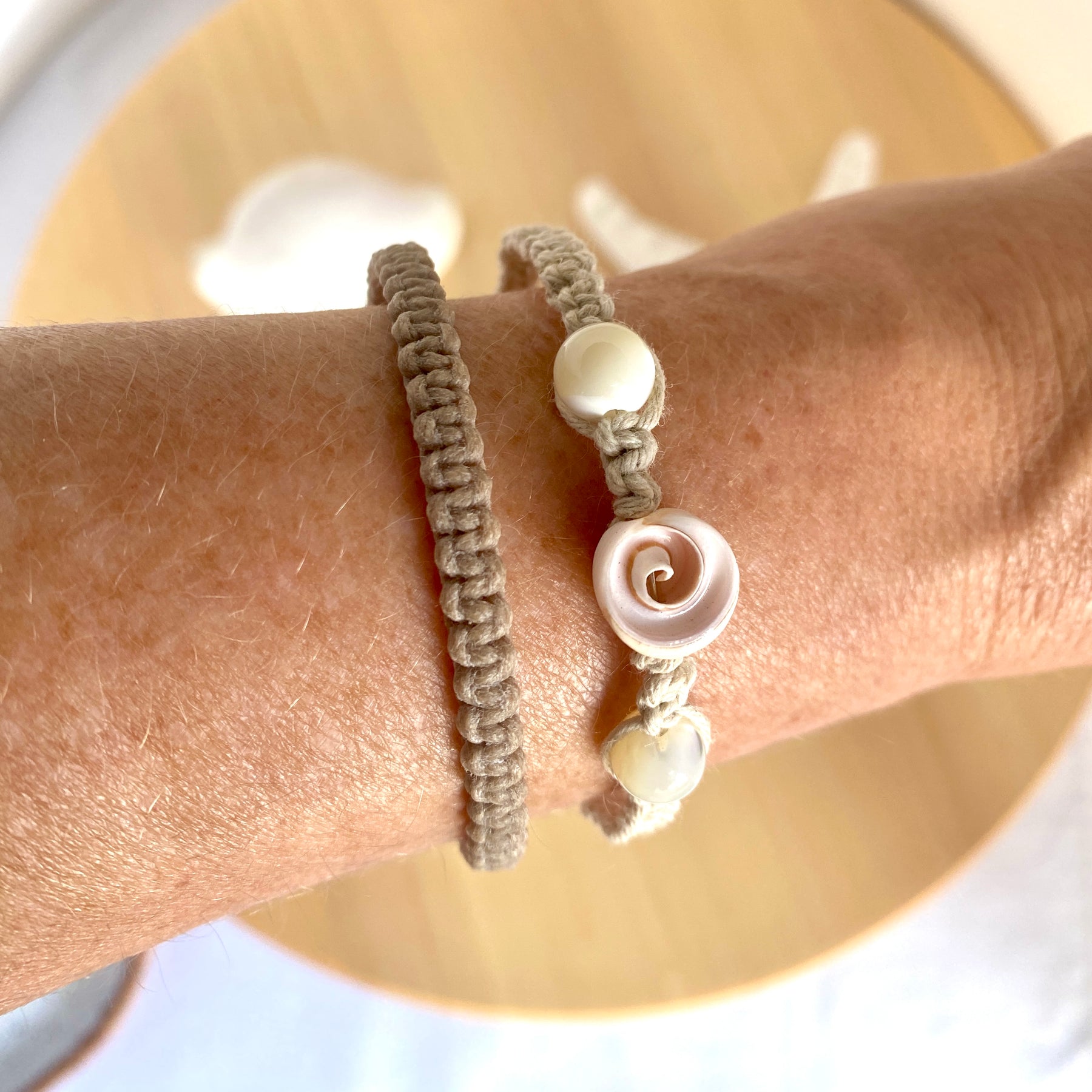 Shell and Mother of Pearl Macrame Wrap Bracelet | Cotton Cord Jewellery | Gift Set