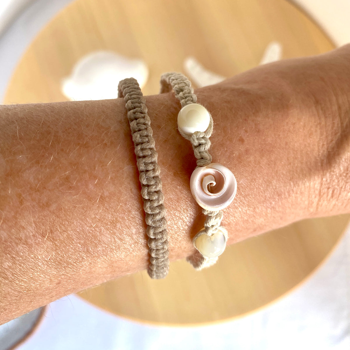 Shell and Mother of Pearl Macrame Wrap Bracelet | Cotton Cord Jewellery | Gift Set