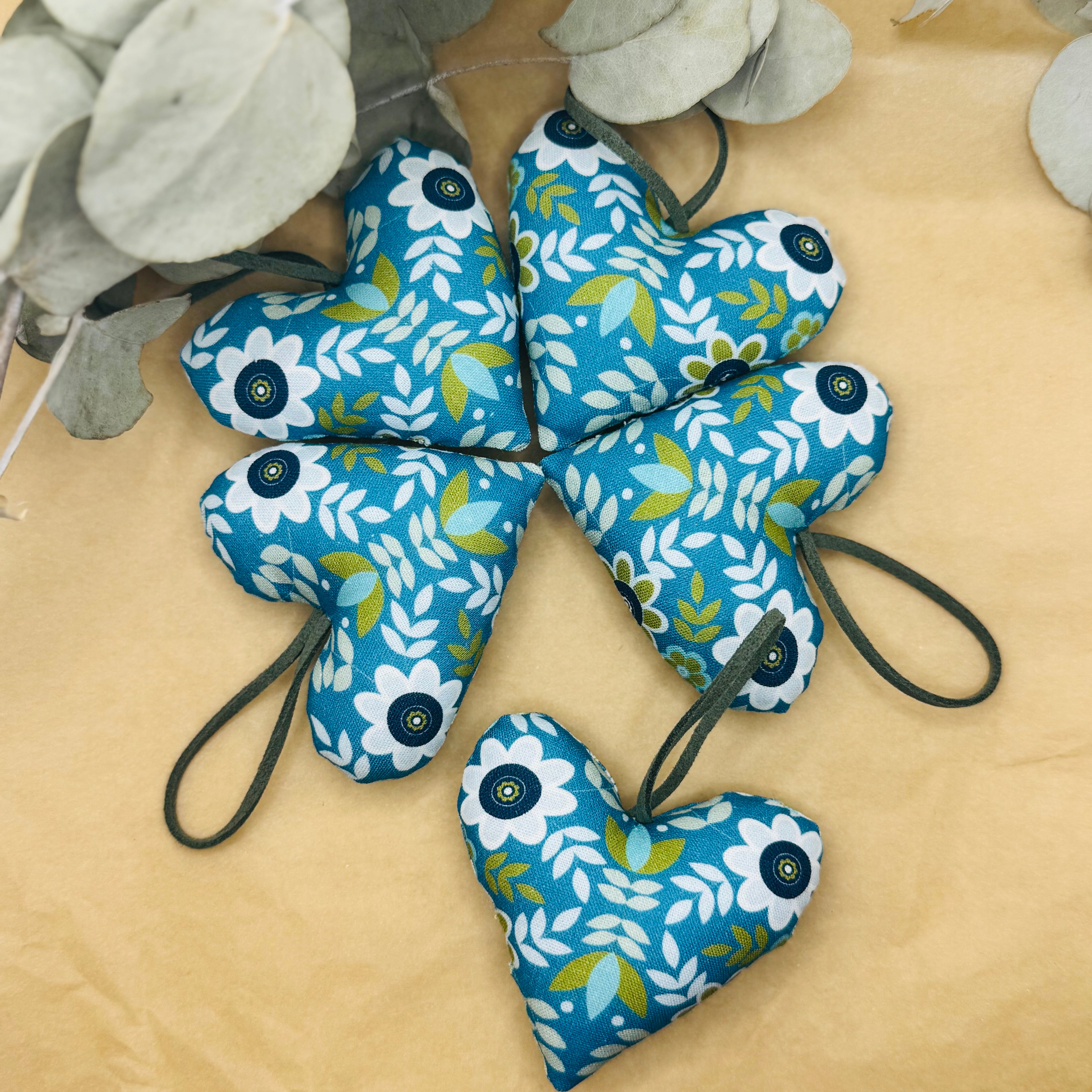 Handmade Teal Scandinavian Hearts