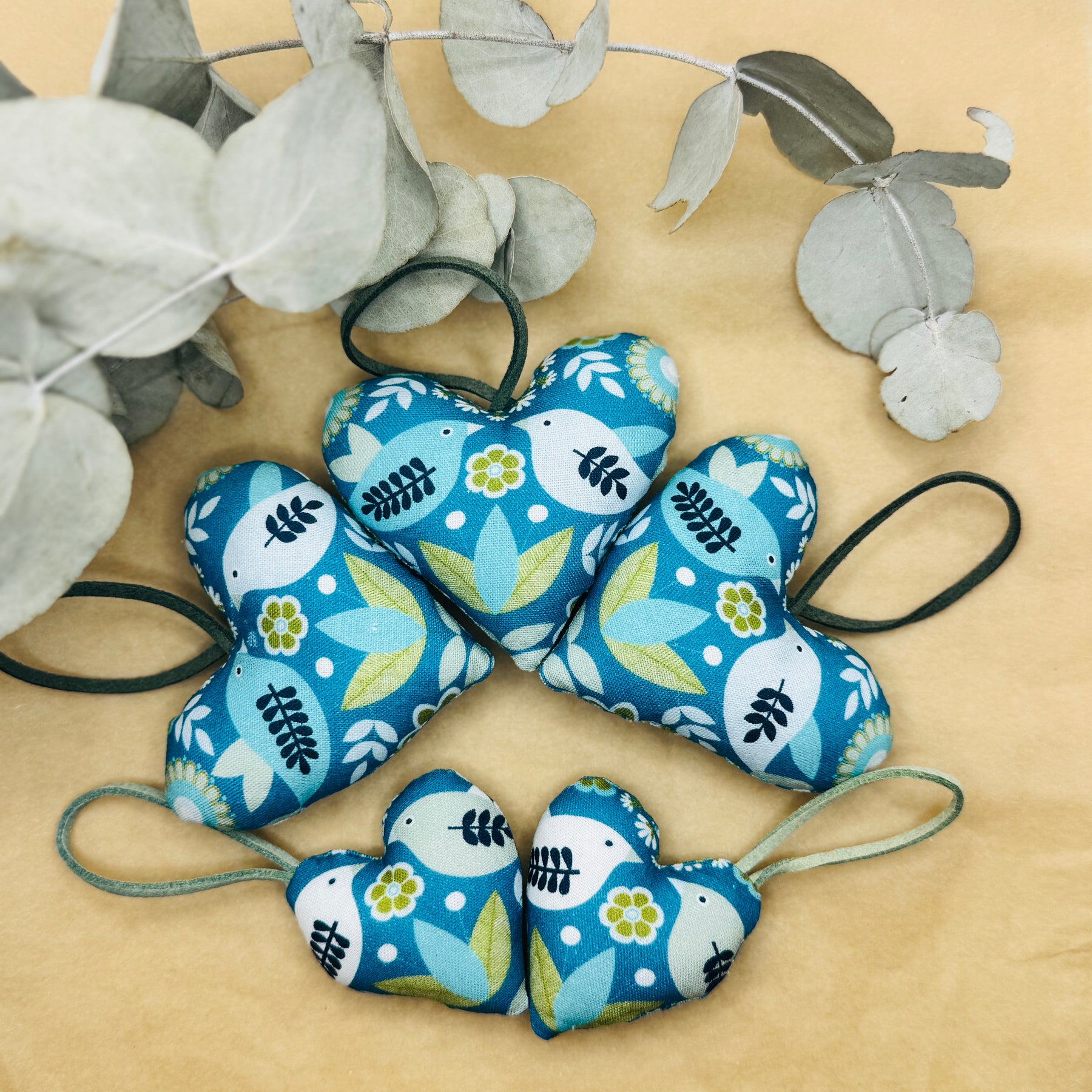 Handmade Teal Scandinavian Hearts